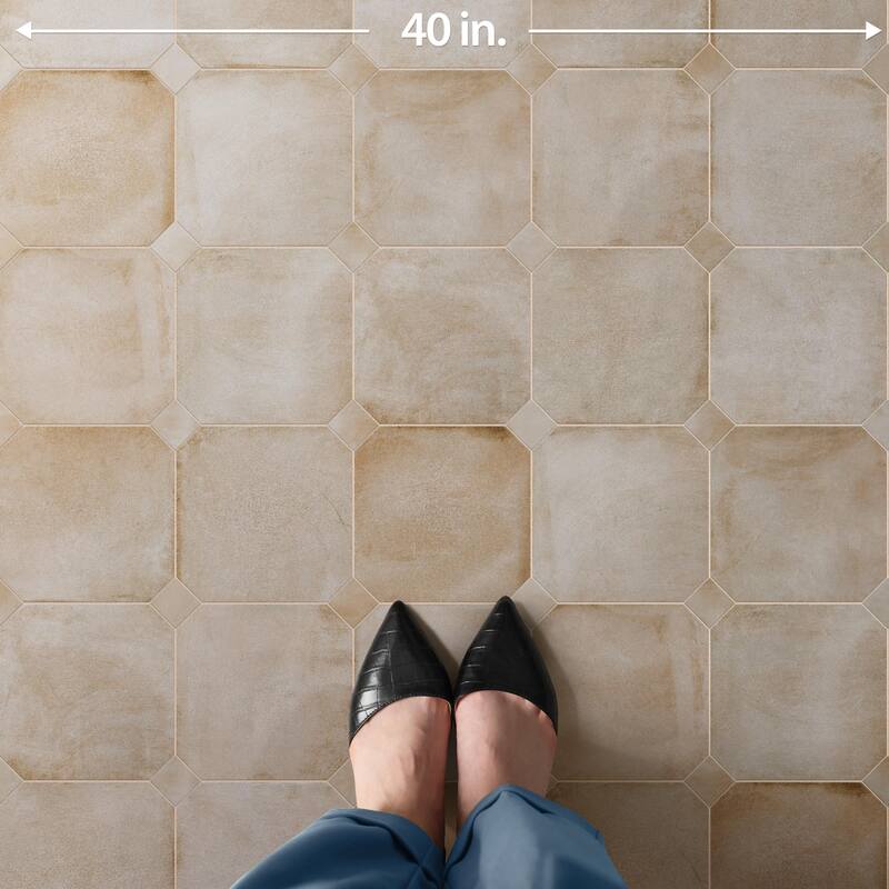 Merola Tile Laverton Octagon Arena with Taco Arena 7-7/8" x 7-7/8" Porcelain Floor and Wall Tile