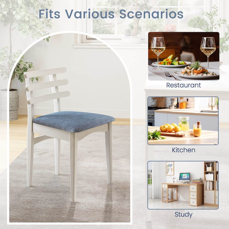 Costway Dining Chairs Set of 2/4 with Rubber Wood Frame Padded Seat &