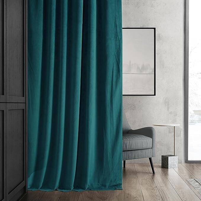 Exclusive Fabrics Signature Velvet Blackout Curtains - 96 Inches Long, (1 Panel) - Luxurious Drapery for Light Control.