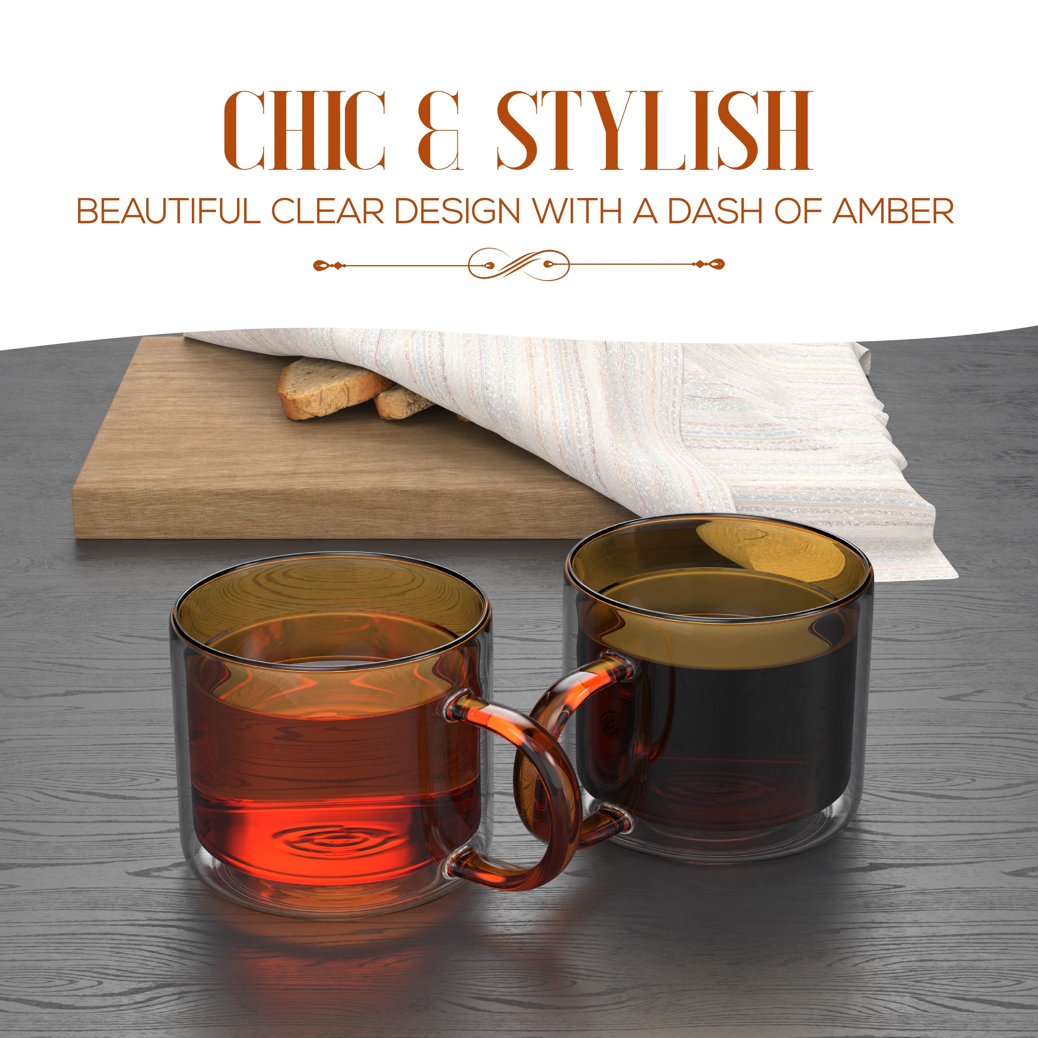 Double Walled Tea Cup Amber