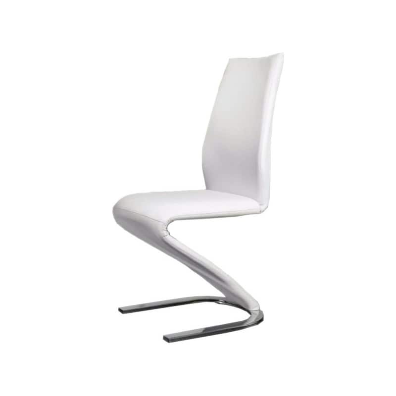 Set of 2 Modern Z Style Side Chairs with Chrome Legs and White Padding - 37.5 H x 18 W x 24.5 L