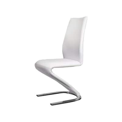 Set of 2 Modern Z Style Side Chairs with Chrome Legs and White Padding - 37.5 H x 18 W x 24.5 L