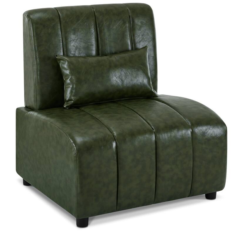 MCombo Accent Sofa Chair, Faux Leather Upholstered Armless Chair, Modular Guest Reception Chair for Waiting Room Office