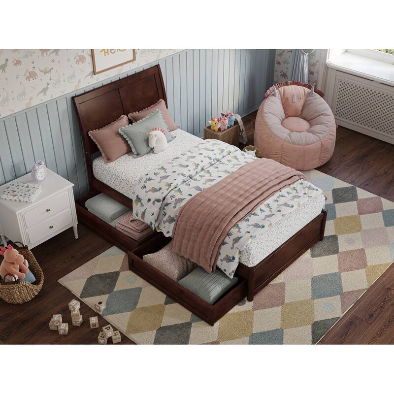 Andorra Platform Bed with Panel Footboard and Storage Drawers