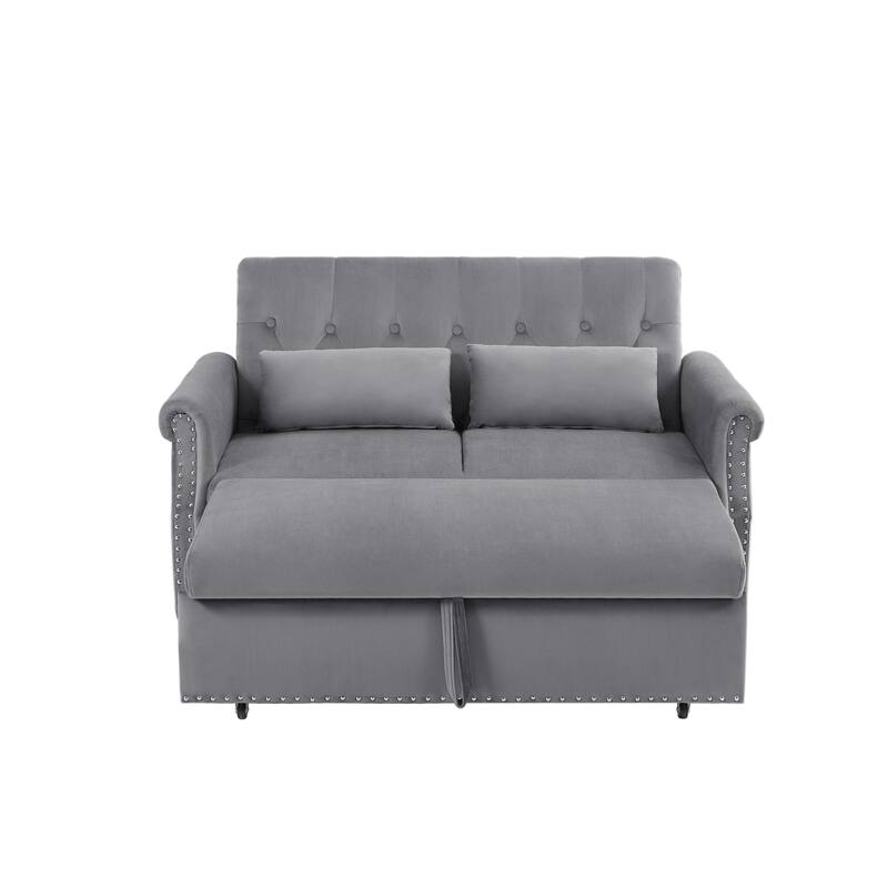 55" Modern Shiny Velvet Convertible Loveseat Sleeper Sofa Couch