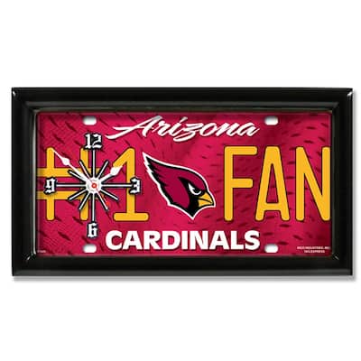 NFL Wall/Desk Analog Clock, #1 Fan with Team Logo - Arizona Cardinals