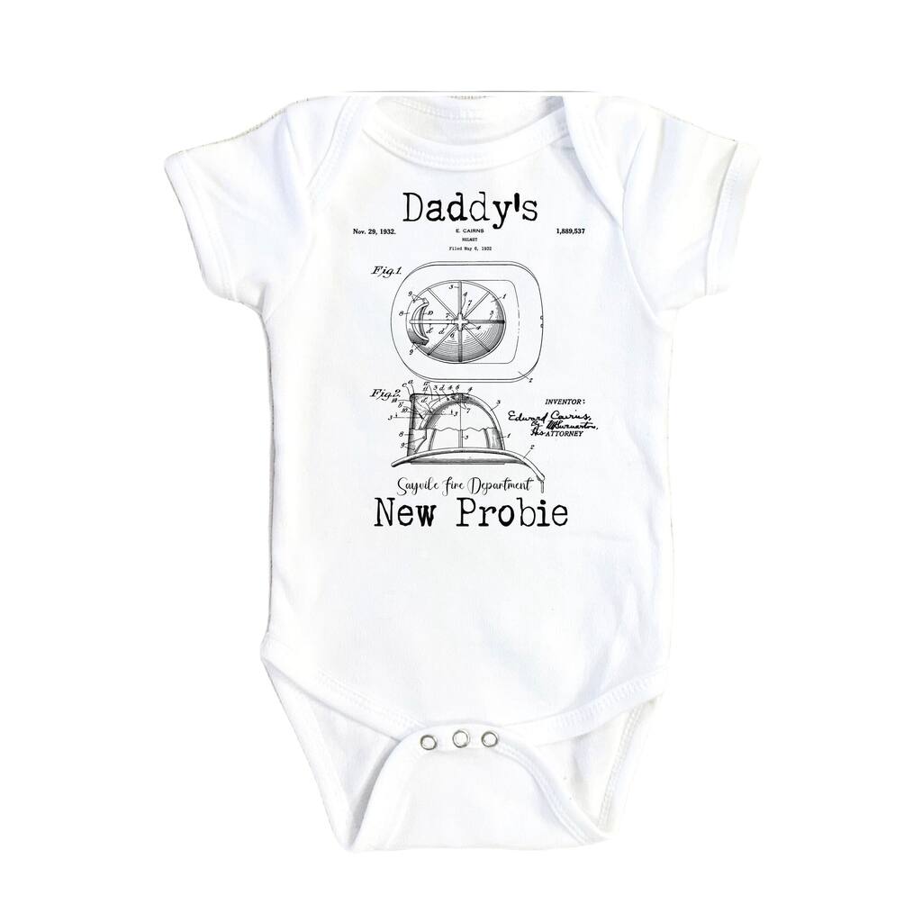 Firefighter Patent - Baby Boy Girl Clothes Infant Bodysuit Funny Cute Newborn