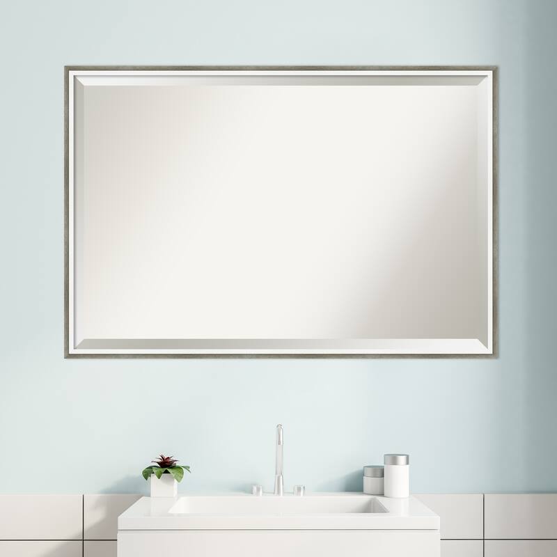 Beveled Wood Bathroom Wall Mirror - Lucie Frame