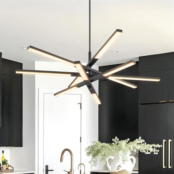 slide 2 of 35, Modern Tiered Linear Sputnik Chandelier Warm Light 3000K Integrated LED Chandelier