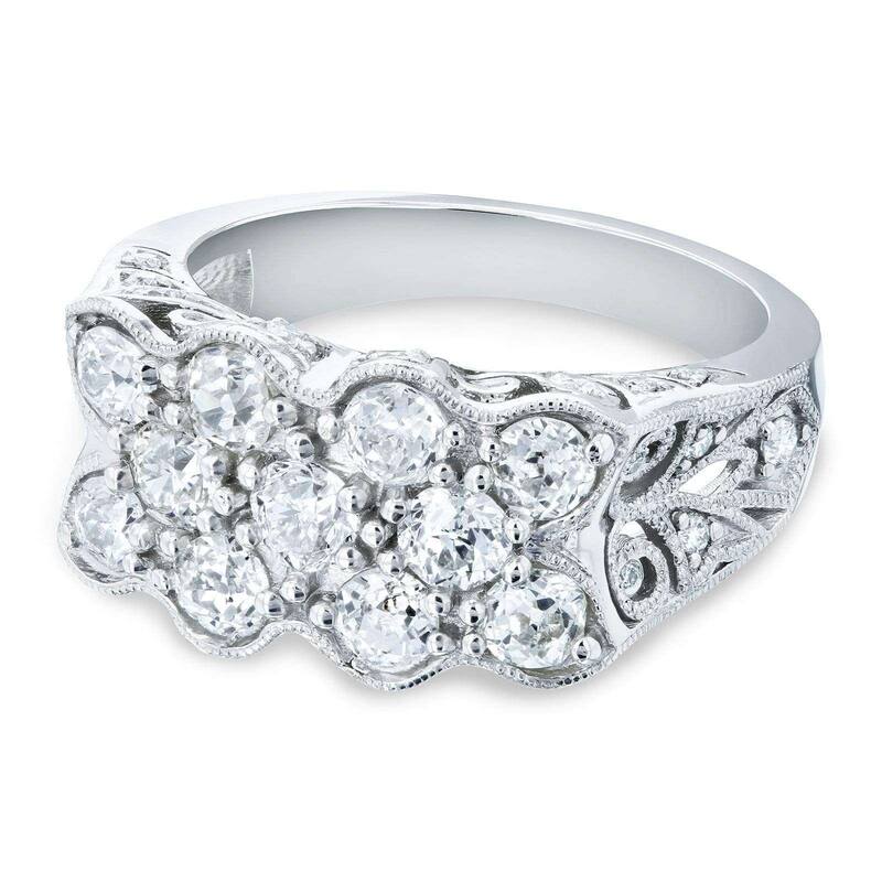 Kobelli 1.84 Carat Natural Diamond Old Mine Cut Platinum Vintage Hourglass Ring (FG/VS-SI1, Certified)