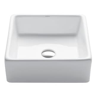 KRAUS Square Ceramic Vessel Bathroom Sink White