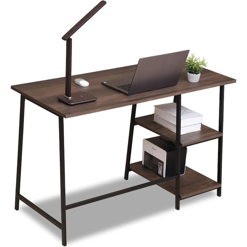 48" Smoky Oak Computer Desk with Storage Shelf Sturdy Writing Workstation for Home Office, Study & Small Spaces