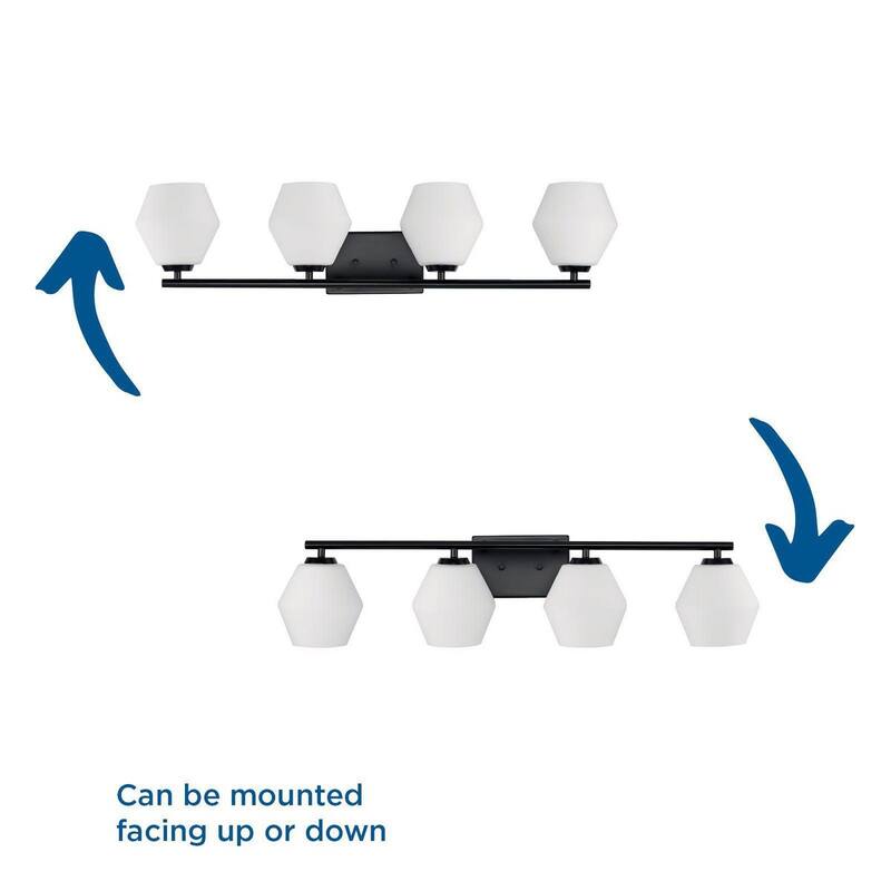 Copeland Collection Four-Light Matte Black Mid-Century Modern Vanity Light - 33 in x 7 in x 7.5 in