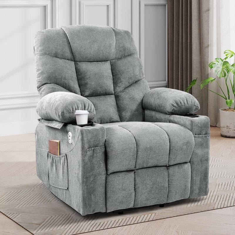 31.5 ''Wide Power Lift Assist Ergonomic Recliner with Massager & Heating - Grey