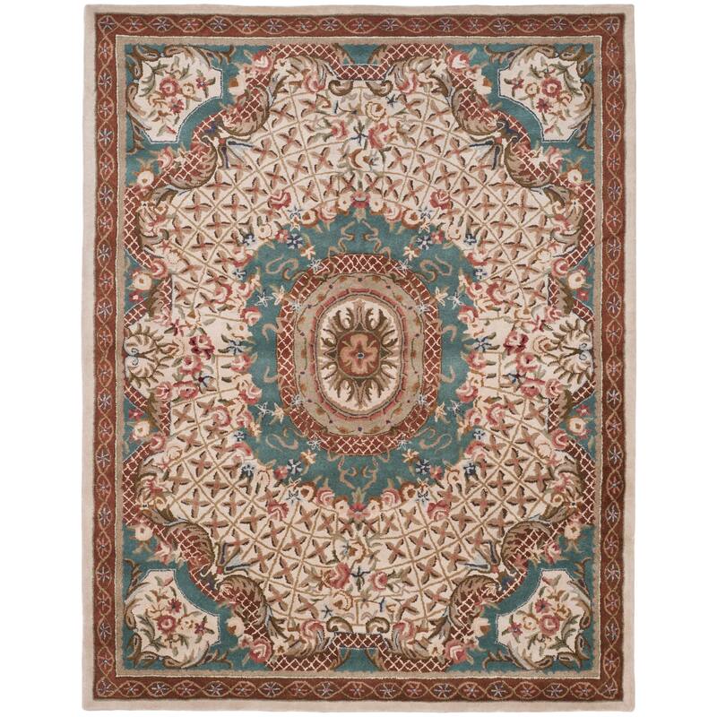 SAFAVIEH Handmade Classic Traiana Traditional Oriental Wool Rug - 7'6" x 9'6" - Ivory/Light Blue