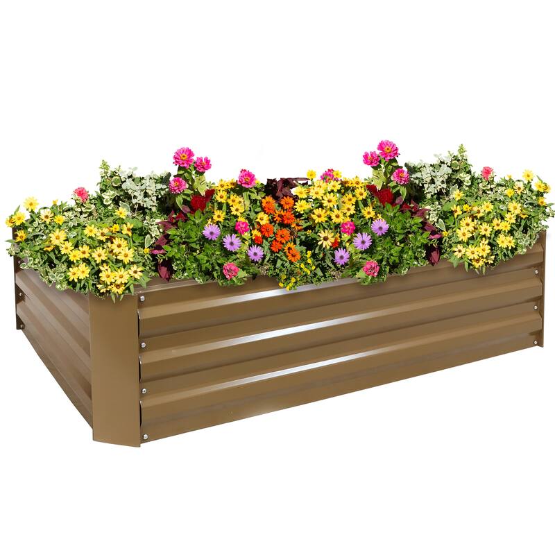 Sunnydaze Galvanized Steel Raised Garden Bed - 4' x 3' - 47.5" x 35.5" x 11.75"