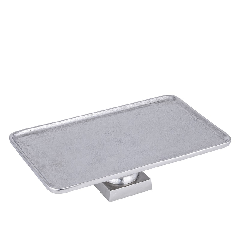 Lg. Cast Aluminum Tray on Stand - NICKEL
