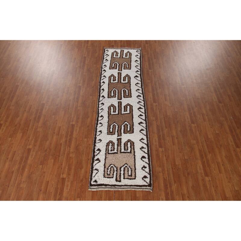 Tribal Anatolian Runner Rug Hand-knotted Wool Carpet - 3'2"x 11'6"