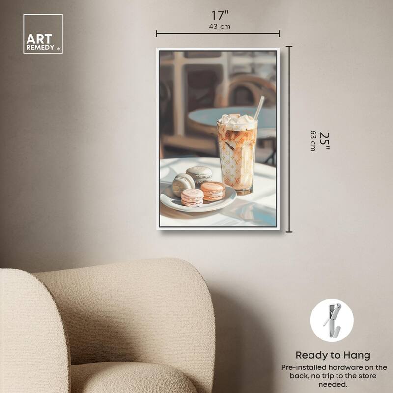 Glam Iced Coffee and Macarons Canvas by Art Remedy