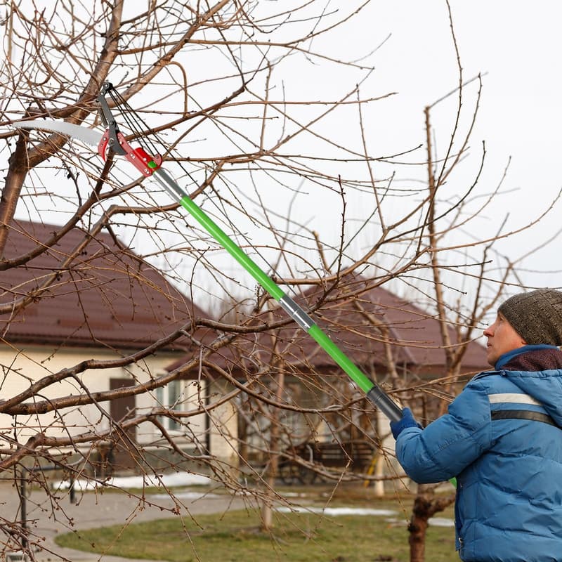 26FT Manual Pole Saw, Lightweight Tree Trimmers Long Handle Pruner Set Green.