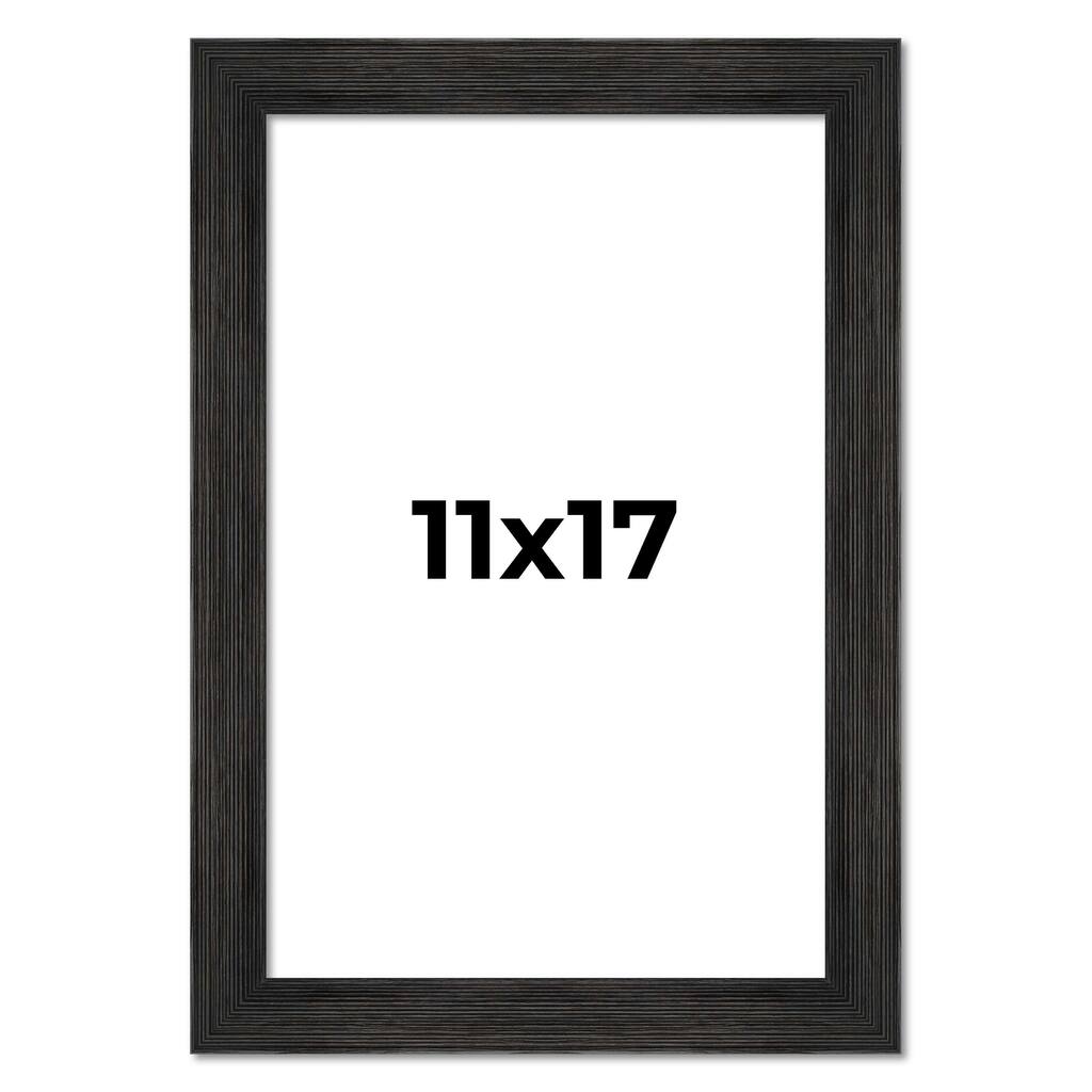 11x17 Black Rustic Wide Barnwood Picture Frame - UV Acrylic, Foam Board Backing, Hanging Hardware