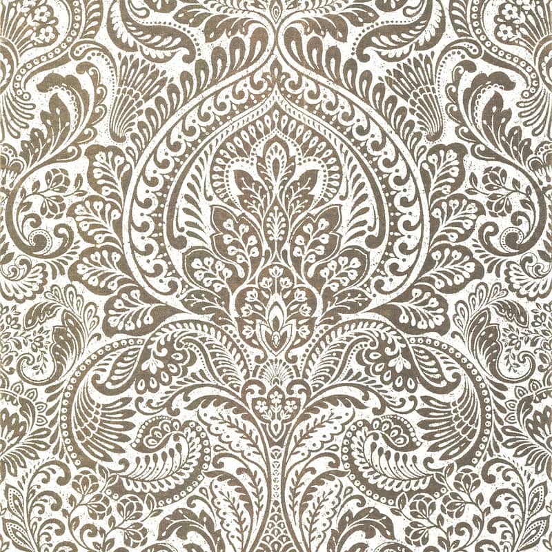 Damask Dole Artemis Silver Floral Damask 33 feet long X 20.9 inch wide Wallpaper Roll - Gold