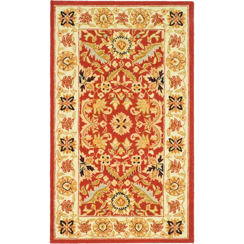 SAFAVIEH Handmade Chelsea Vermont French Country Wool Rug - 2'9" x 4'9" - Red/Ivory