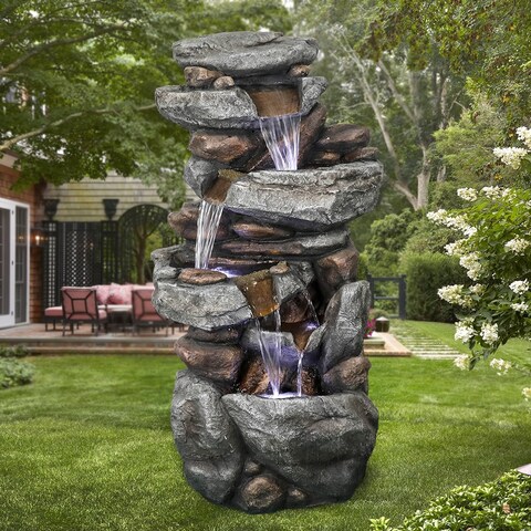 Rock Water Fountain Soothing Tranquility Floor-Standing Fountain
