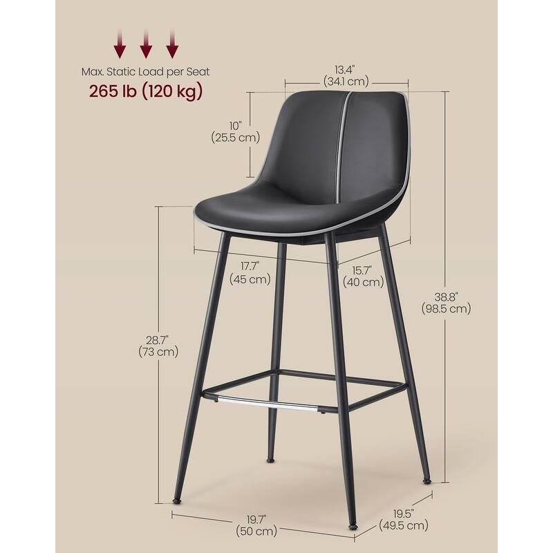 Contemporary Set of 2 Bar Stools - Stylish Seating Solution for Home
