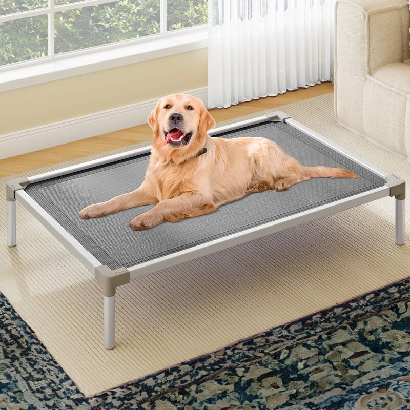Moasis Textilene Dog Bed, with Aluminum Frame - Large - Grey