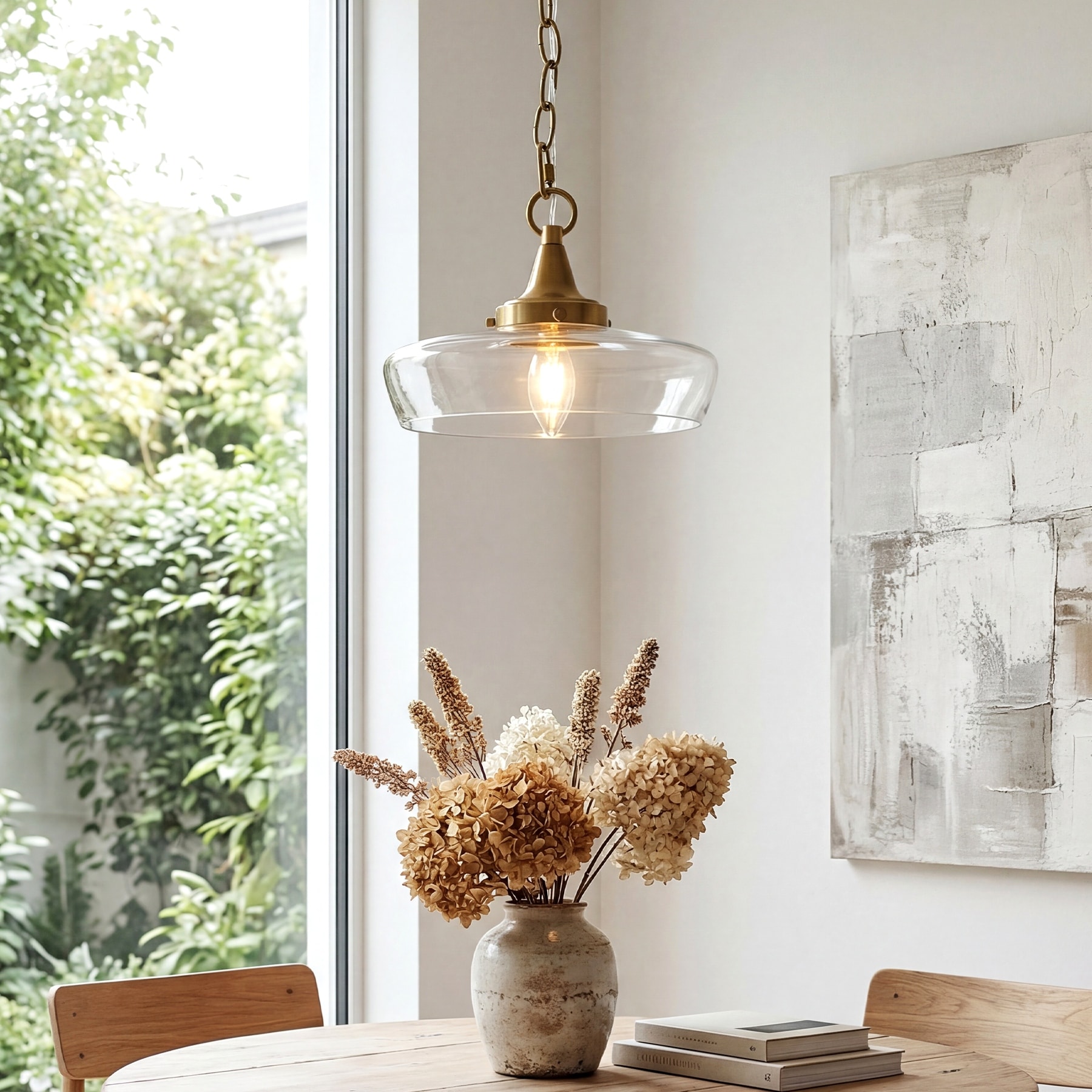 68.8-Inch Modern Glass Pendant Light with Adjustable Chain