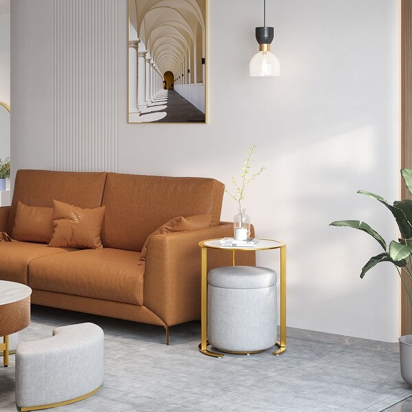 Nesting Side Table Round Sofa Table with Storage Ottoman Nesting Side Table Round Sofa Table with Storage Ottoman