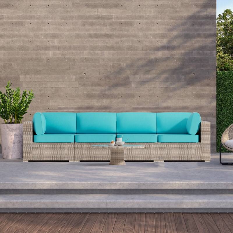 14-Piece Patio Furniture Sofa Cushions, 6-Seater Outdoor Cushion Set (Only Include Cusions，Not Sofa） - 25.6*25.6*4in