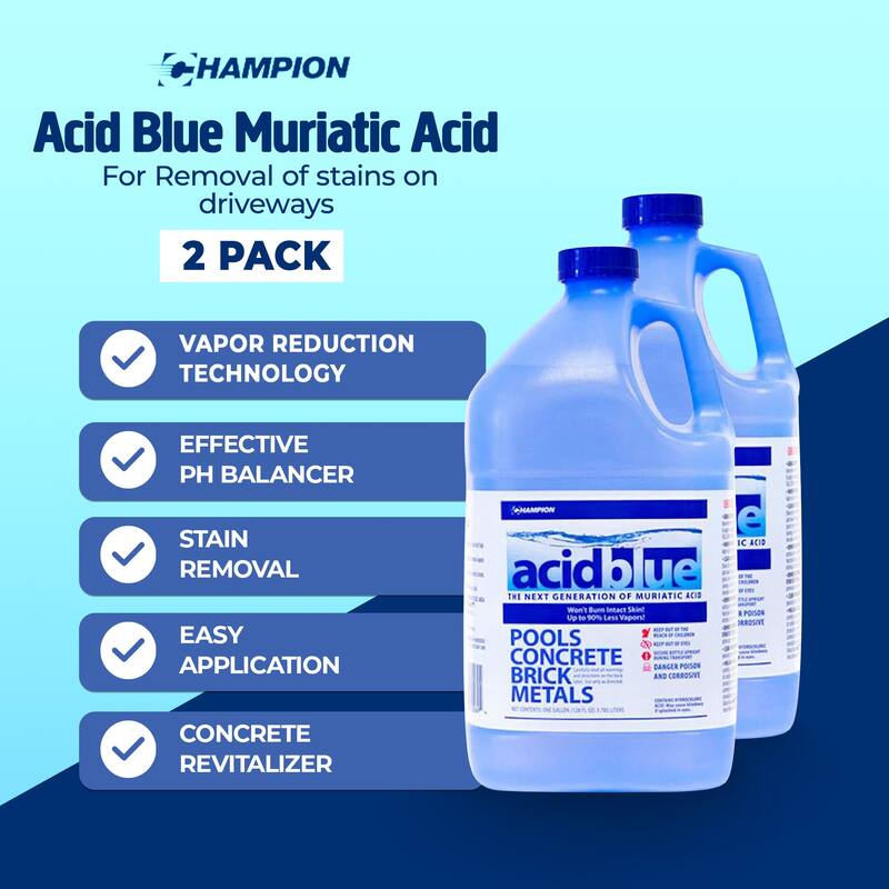 Champion Acid Blue Muriatic Acid for Removal of Stains on Driveways (2 Pack) - 19