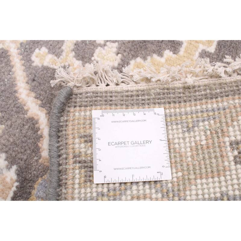 ECARPETGALLERY Hand-knotted Royal Oushak Dark Grey Wool Rug - 2'7 x 10'0