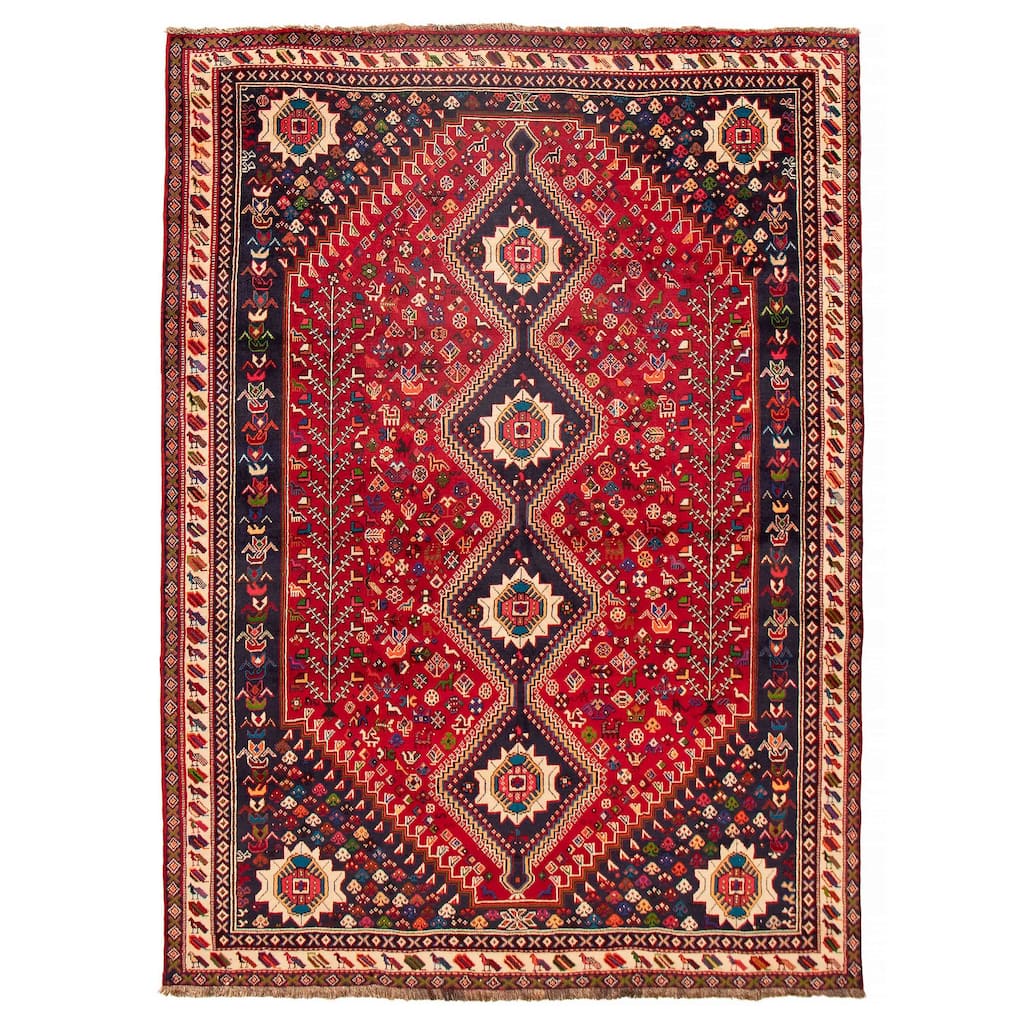 ECARPETGALLERY Hand-knotted Melis Red Wool Rug - 6'11 x 9'6
