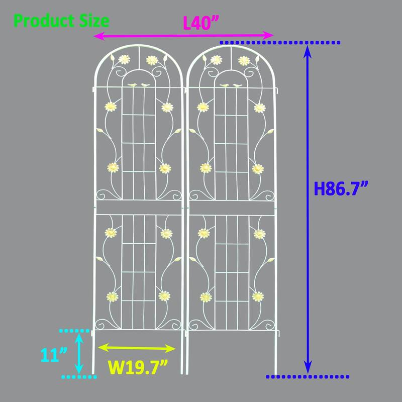 2 Pack Metal Garden Trellis 86.7" x 19.7" Rustproof Trellis for Climbing Plants Outdoor Flower Support Cream