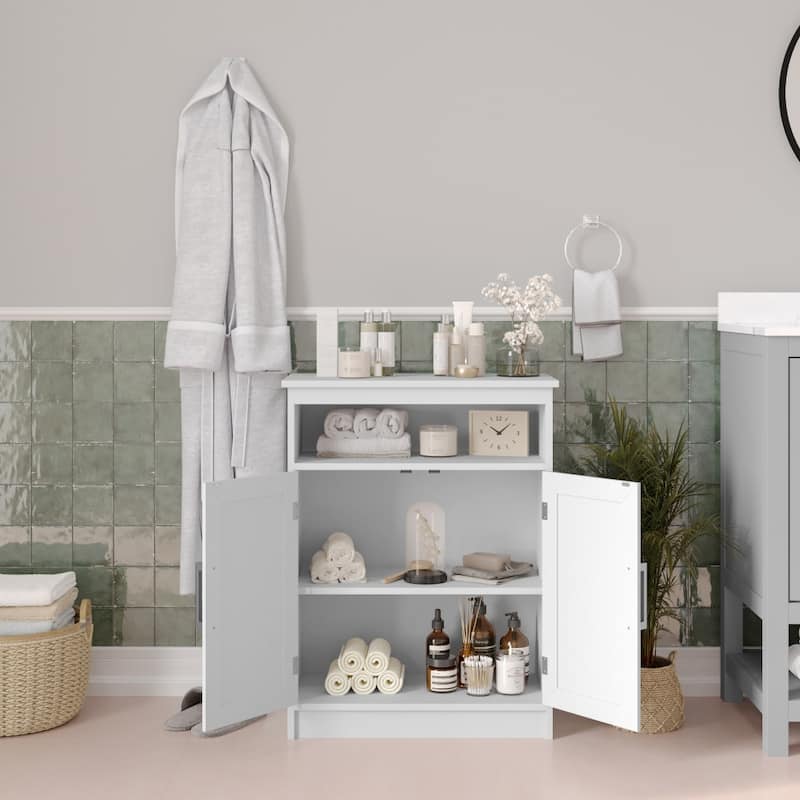 Floor Cabinet Storage Organizer with Magnetic Closure Doors and Shelves