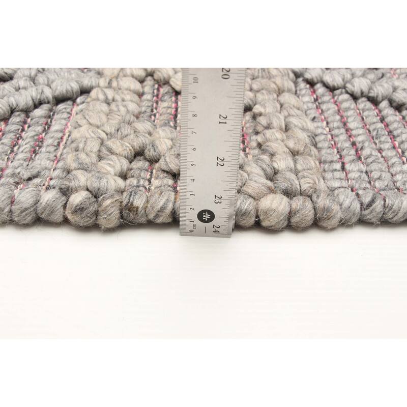 ECARPETGALLERY Braid weave Sienna Grey Wool Rug - 5'2 x 7'8