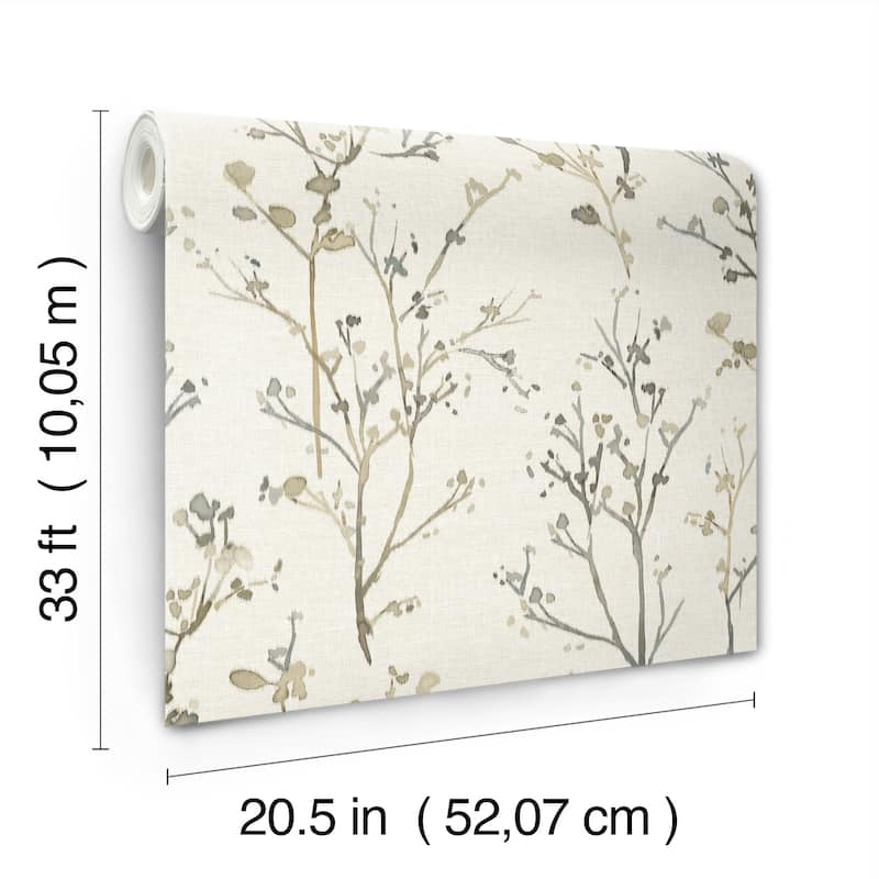 A-Street Prints Silverling Neutral Budding Branches Wallpaper