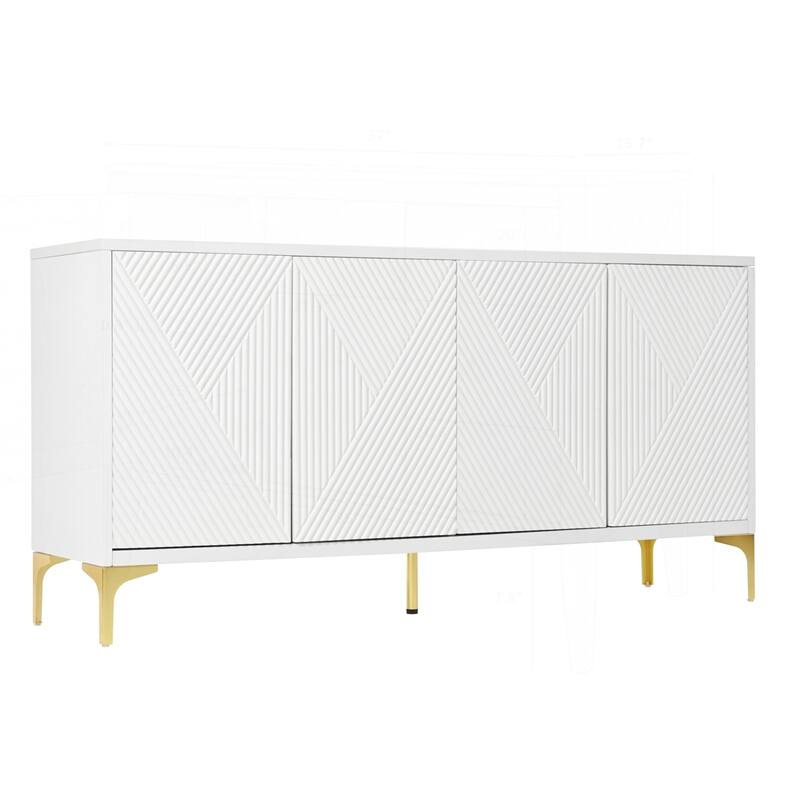 Luxurious 60"L Sideboard with 4 Doors and Rebound Device