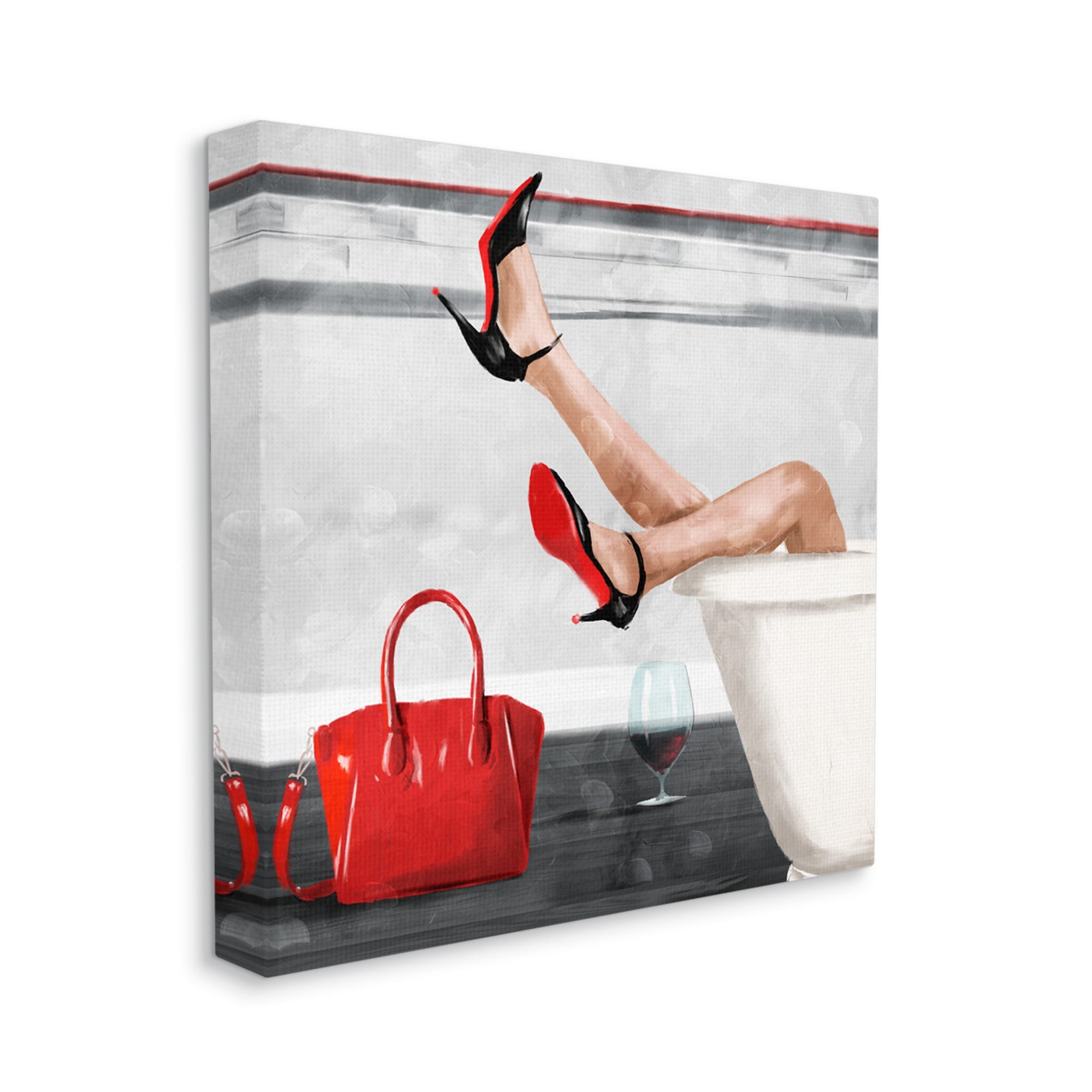 Stupell Red Bottom Heels Glam Fashion Bookstack Framed Wall Art - Black - 11 x 14