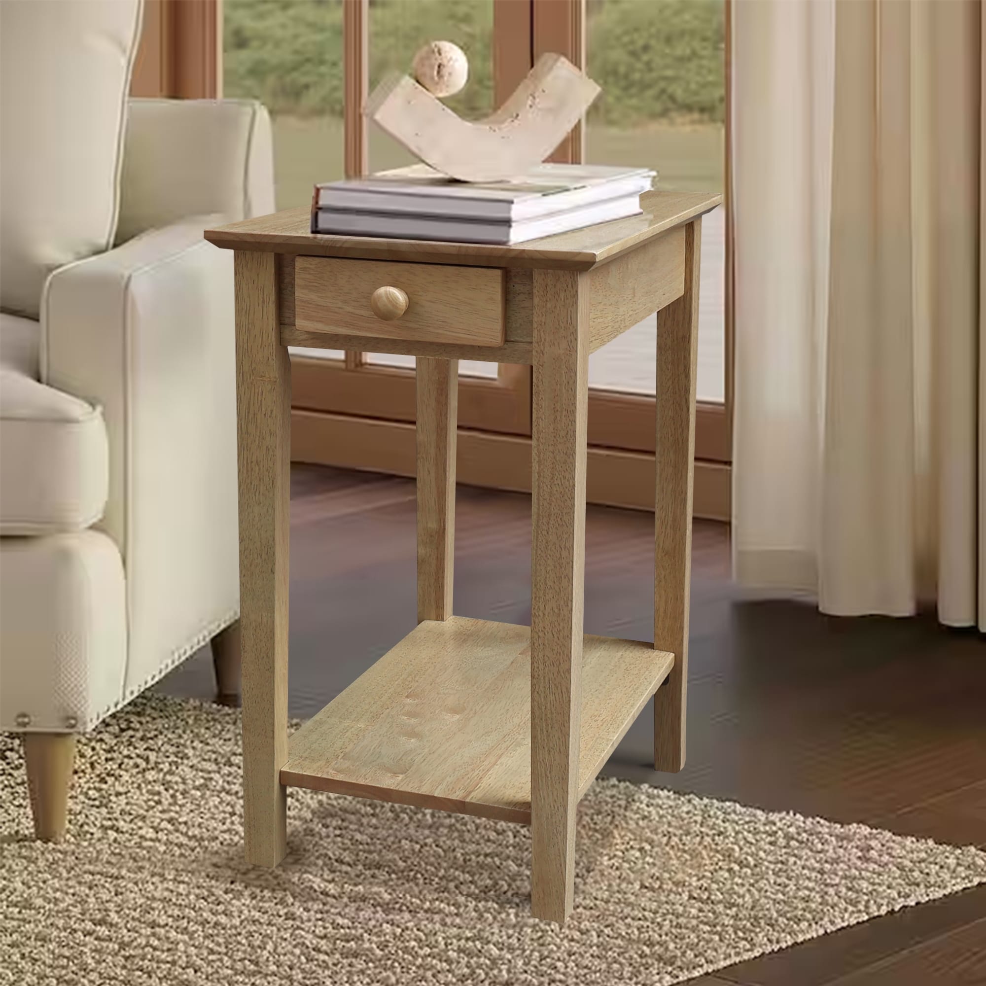 The Gray Barn Moonshine Narrow End Table with Shelf - Available in 5 Designer Finishes - 22" x 14"