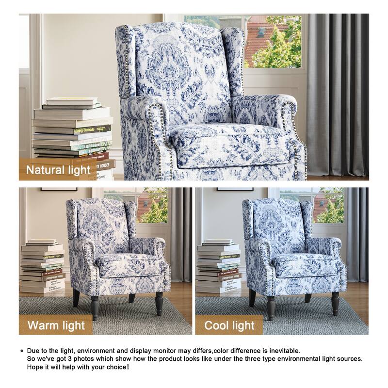 Wingback Accent Chair Nailhead Trim Living Room Reading Chair