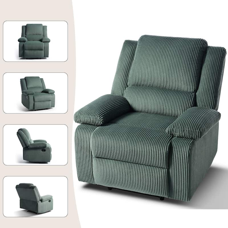 Corduroy Manual Recliner Glider Club Chair with Footrest
