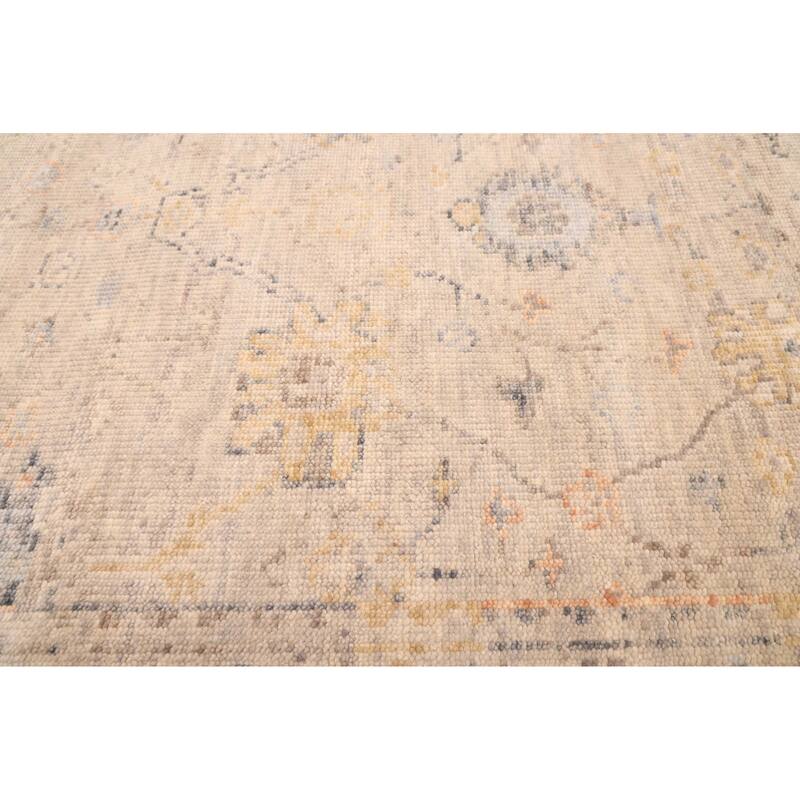 ECARPETGALLERY Hand-knotted Modern Oushak Light Grey Wool Rug - 4'1 x 5'9