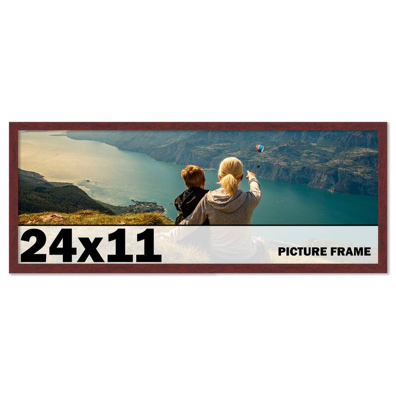24x11 Frame Brown Mahogany Solid Wood Picture Frame Includes UV