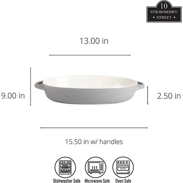 dimension image slide 3 of 6, 10 Strawberry Street Sienna Oval 13" and 10.5" Bakeware Set