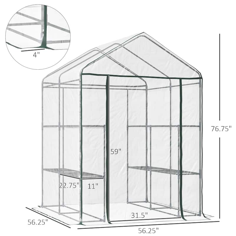 Outsunny PE Cover/ Steel Frame Outdoor Greenhouse Kit with 8 Shelves