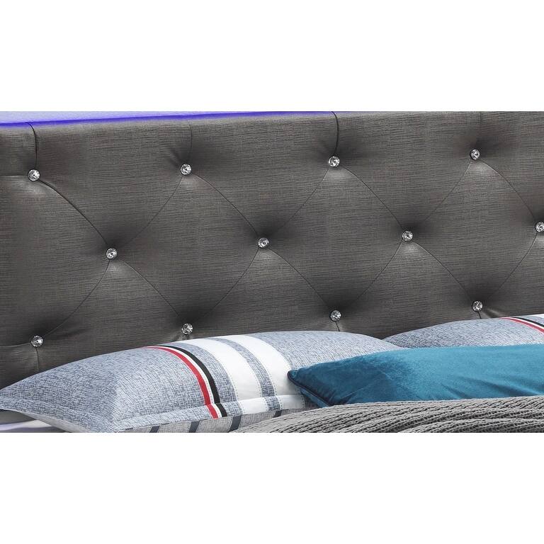 Silver Champagne Twin Bed with LED Accent Headboard